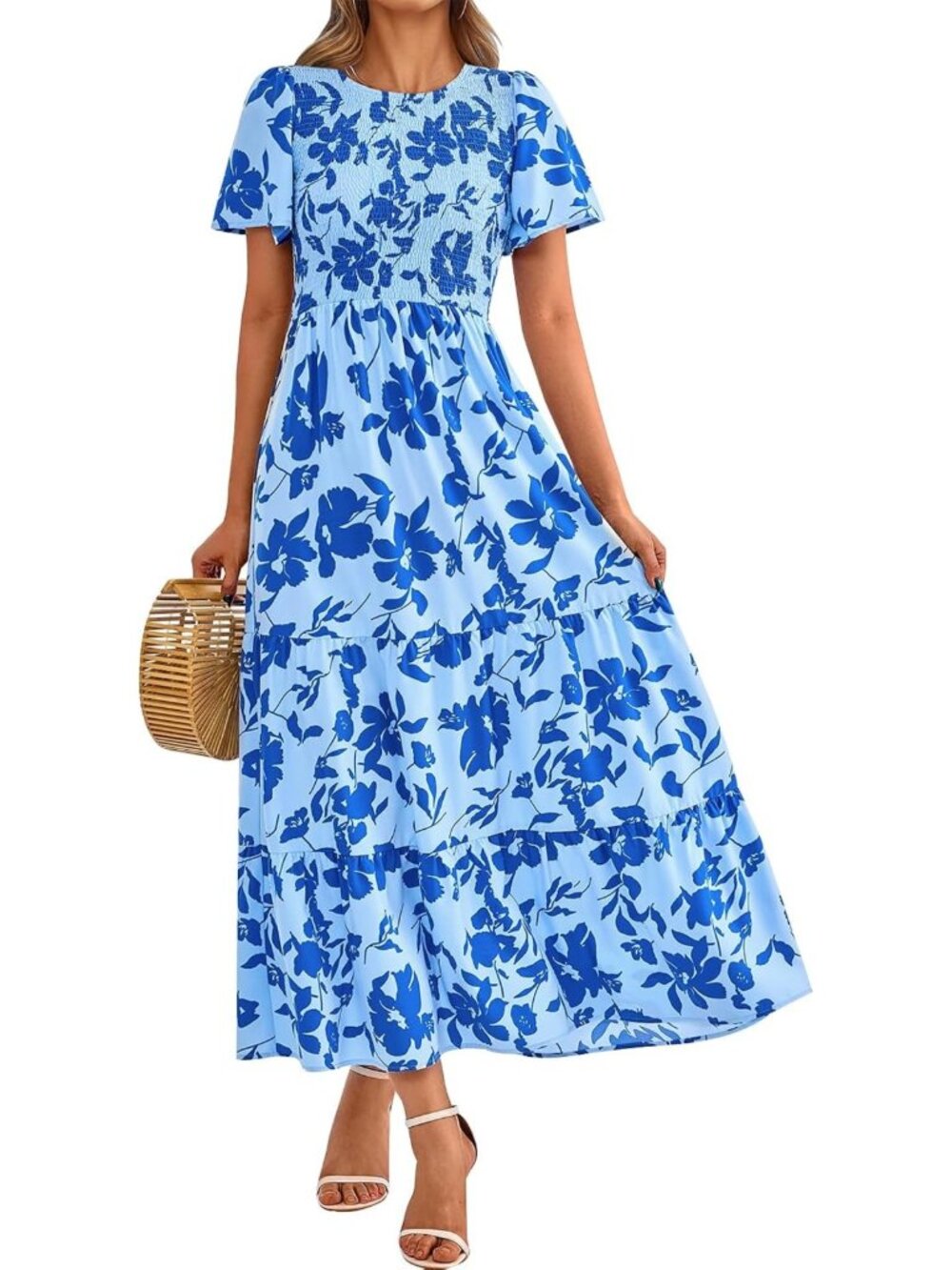 Floral Maxi Dress with Flutter Sleeves | Summer Casual Boho Style Dress